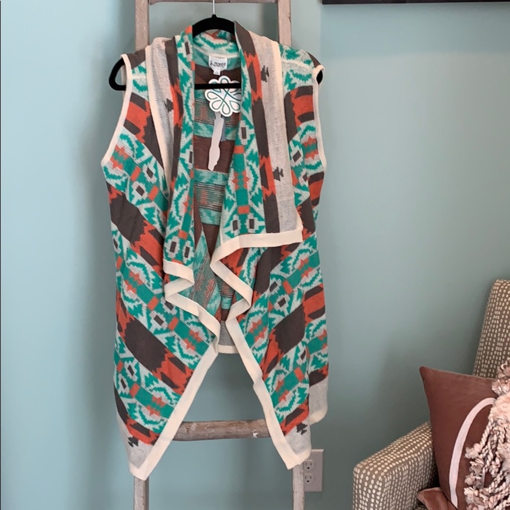 Teal & Coral sweater kimono